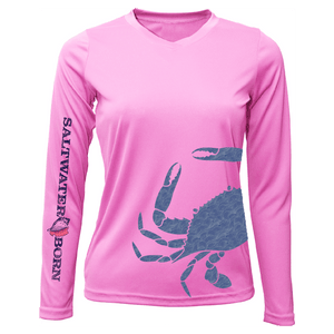 Saltwater Born UPF 50+ Long Sleeve Blue Crab Wrap Women's Long Sleeve UPF 50+ Dry-Fit Shirt