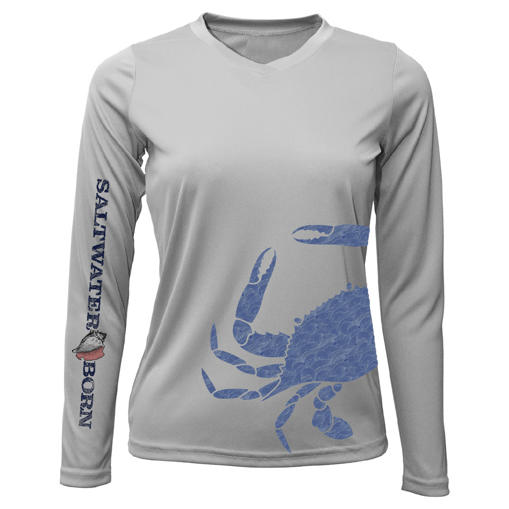 Saltwater Born UPF 50+ Long Sleeve Blue Crab Wrap Women's Long Sleeve UPF 50+ Dry-Fit Shirt