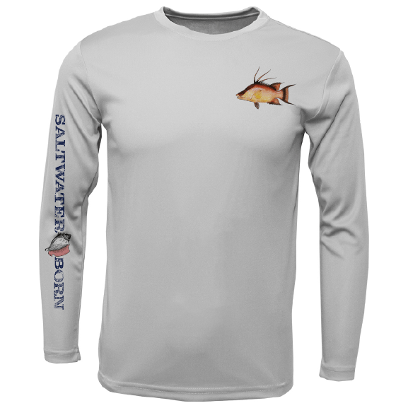Clean Hogfish Long Sleeve UPF 50+ Dry-Fit Shirt in Ice Blue | Size 2XL