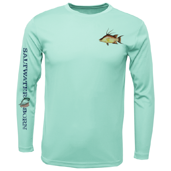 Clean Hogfish Long Sleeve UPF 50+ Dry-Fit Shirt in Ice Blue | Size 2XL