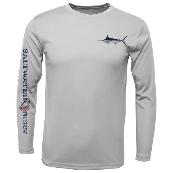 Clean Marlin Long Sleeve UPF 50+ Dry-Fit Shirt in White | Size XL