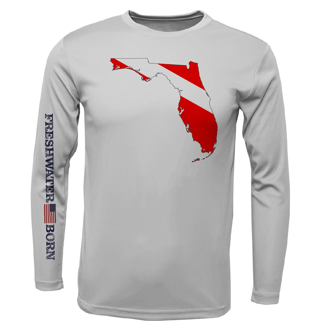 Saltwater Born UPF 50+ Long Sleeve Florida Diver Freshwater Born Girl's Long Sleeve UPF 50+ Dry-Fit Shirt