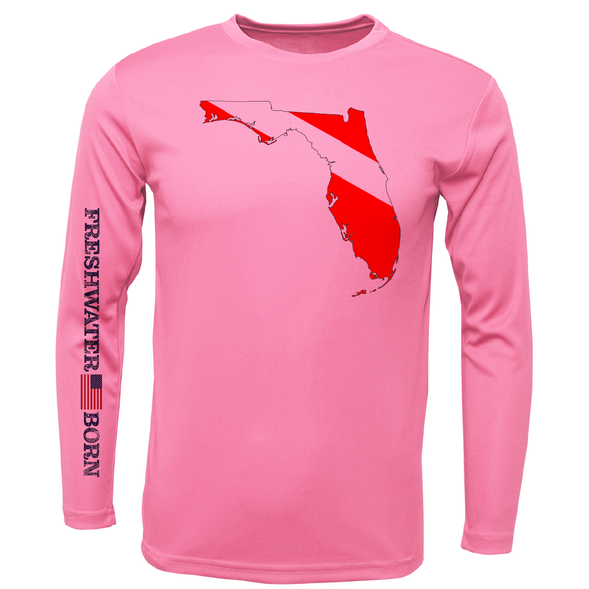 Saltwater Born UPF 50+ Long Sleeve Florida Diver Freshwater Born Girl's Long Sleeve UPF 50+ Dry-Fit Shirt