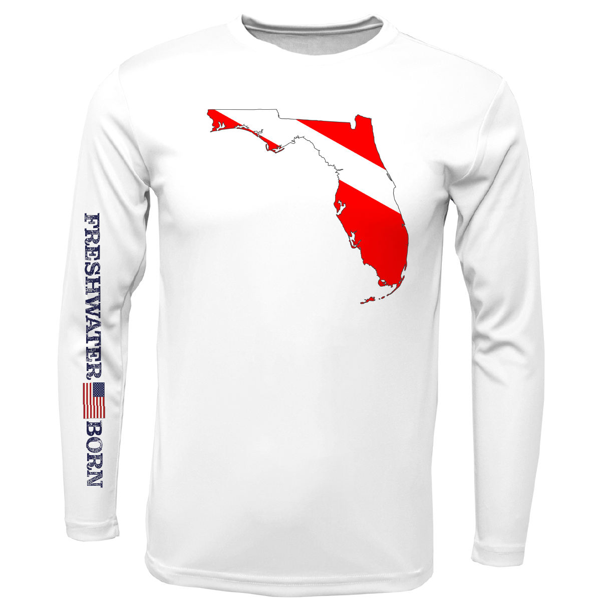 Saltwater Born UPF 50+ Long Sleeve Florida Diver Freshwater Born Girl's Long Sleeve UPF 50+ Dry-Fit Shirt
