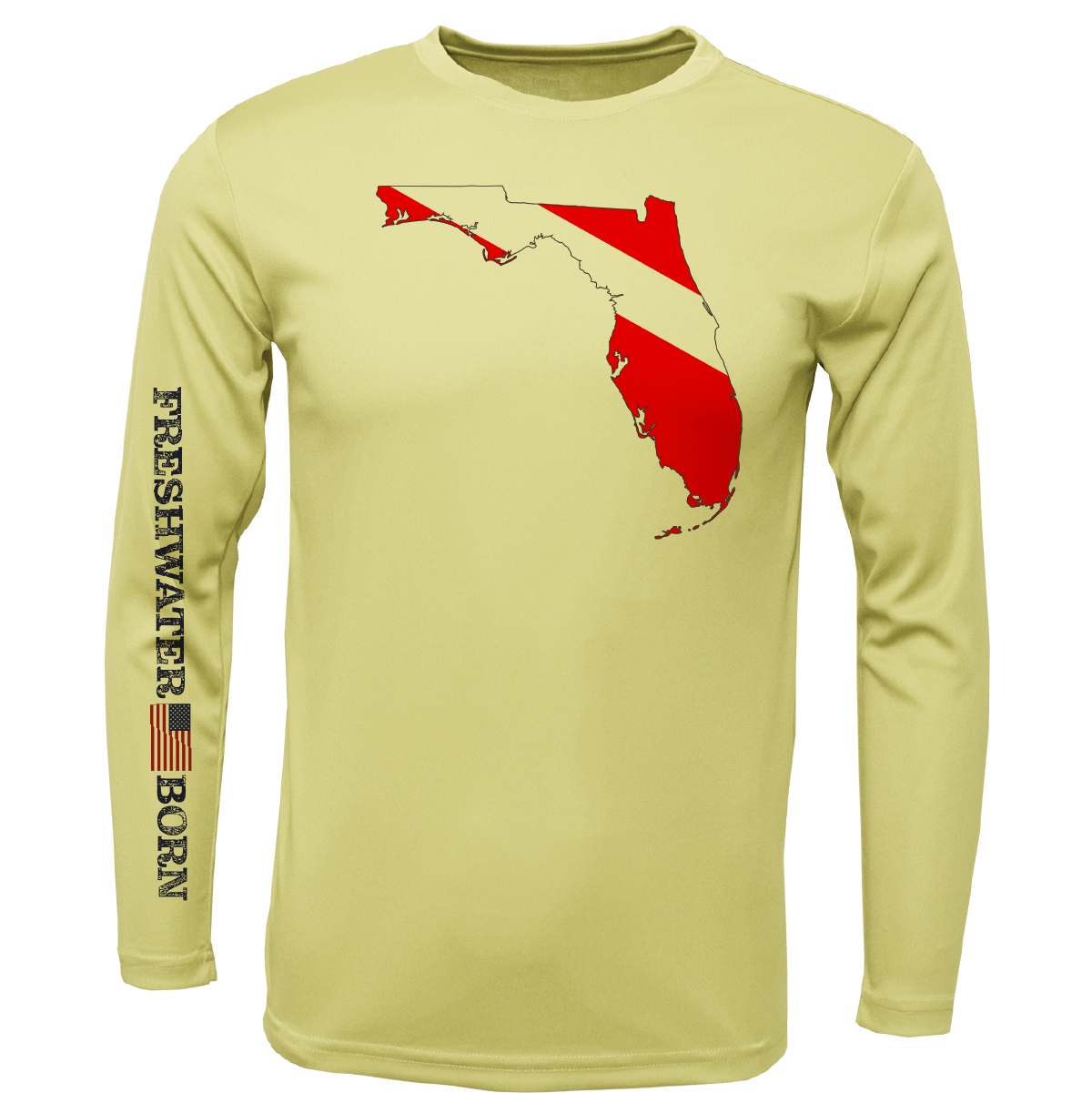 Saltwater Born UPF 50+ Long Sleeve Florida Diver Freshwater Born Men's Long Sleeve UPF 50+ Dry-Fit Shirt