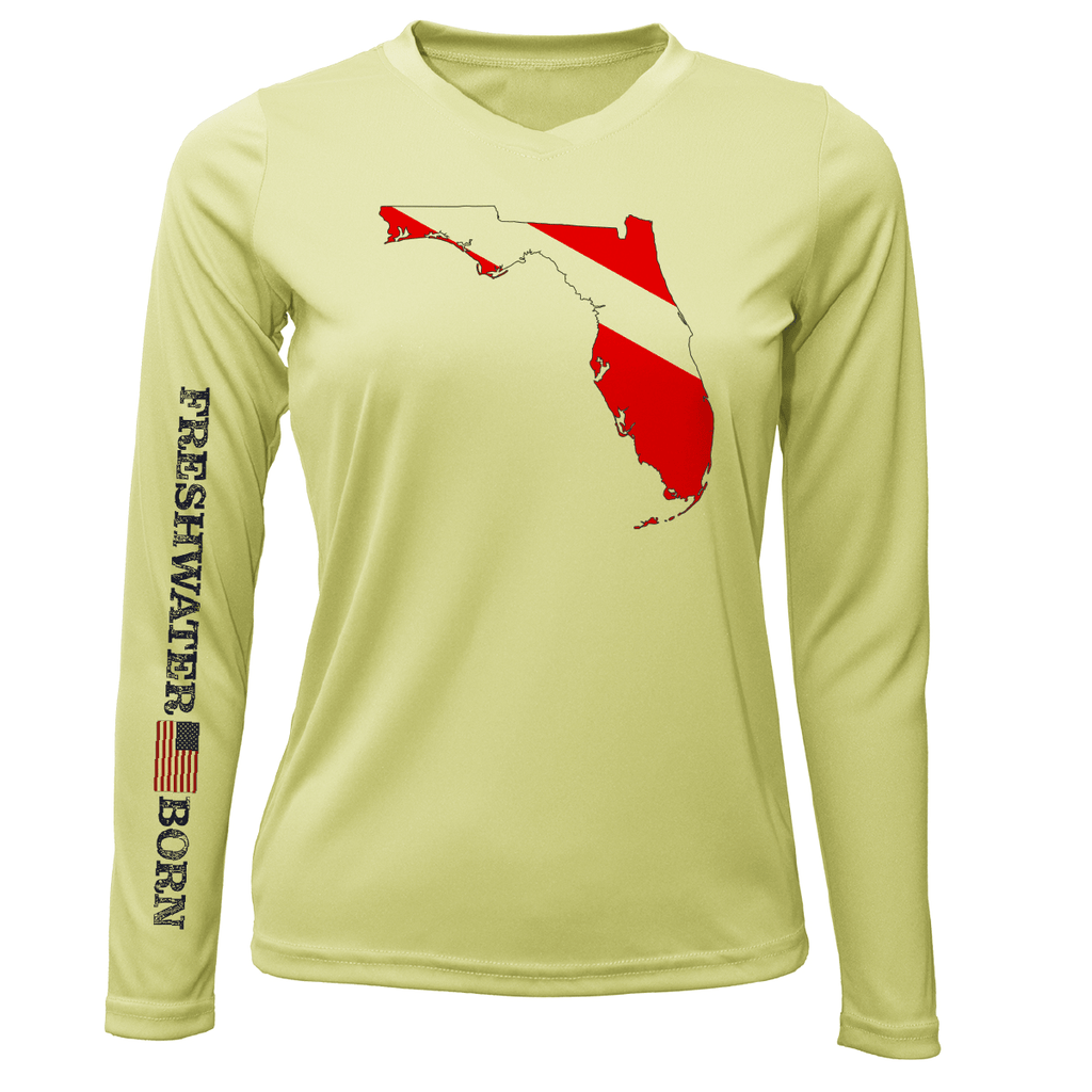 Saltwater Born UPF 50+ Long Sleeve Florida Diver Freshwater Born Women's Long Sleeve UPF 50+ Dry-Fit Shirt