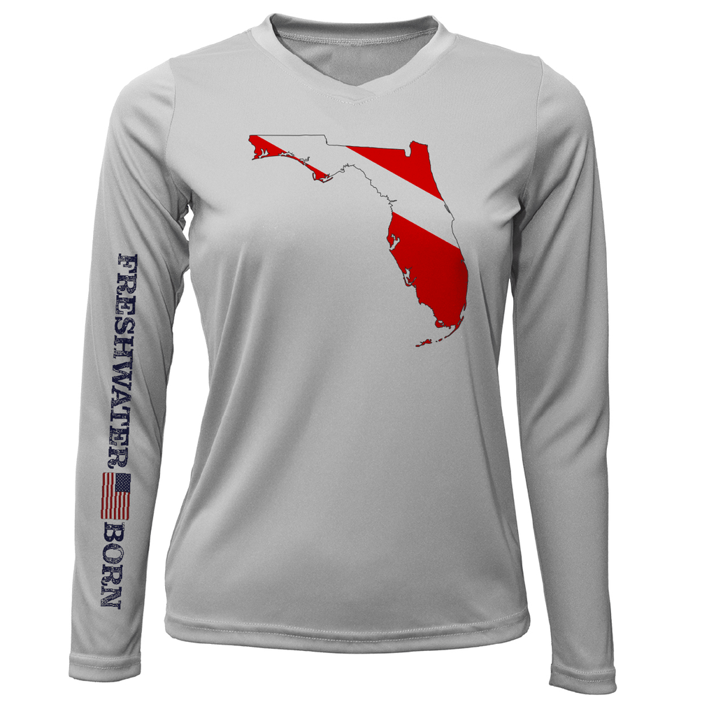 Saltwater Born UPF 50+ Long Sleeve Florida Diver Freshwater Born Women's Long Sleeve UPF 50+ Dry-Fit Shirt