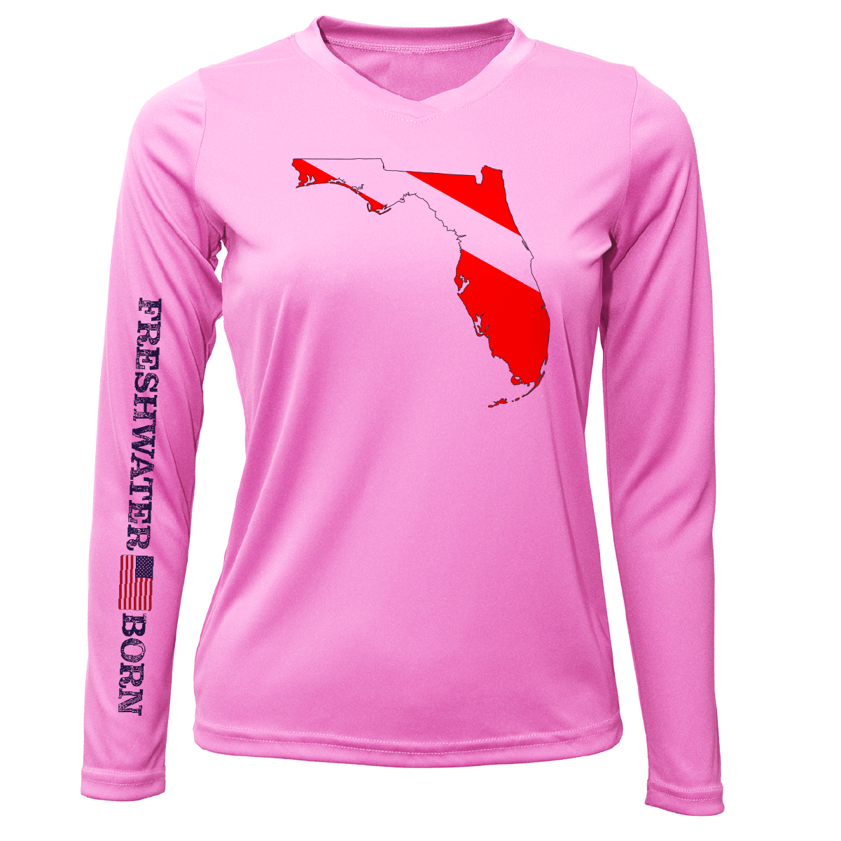 Saltwater Born UPF 50+ Long Sleeve Florida Diver Freshwater Born Women's Long Sleeve UPF 50+ Dry-Fit Shirt