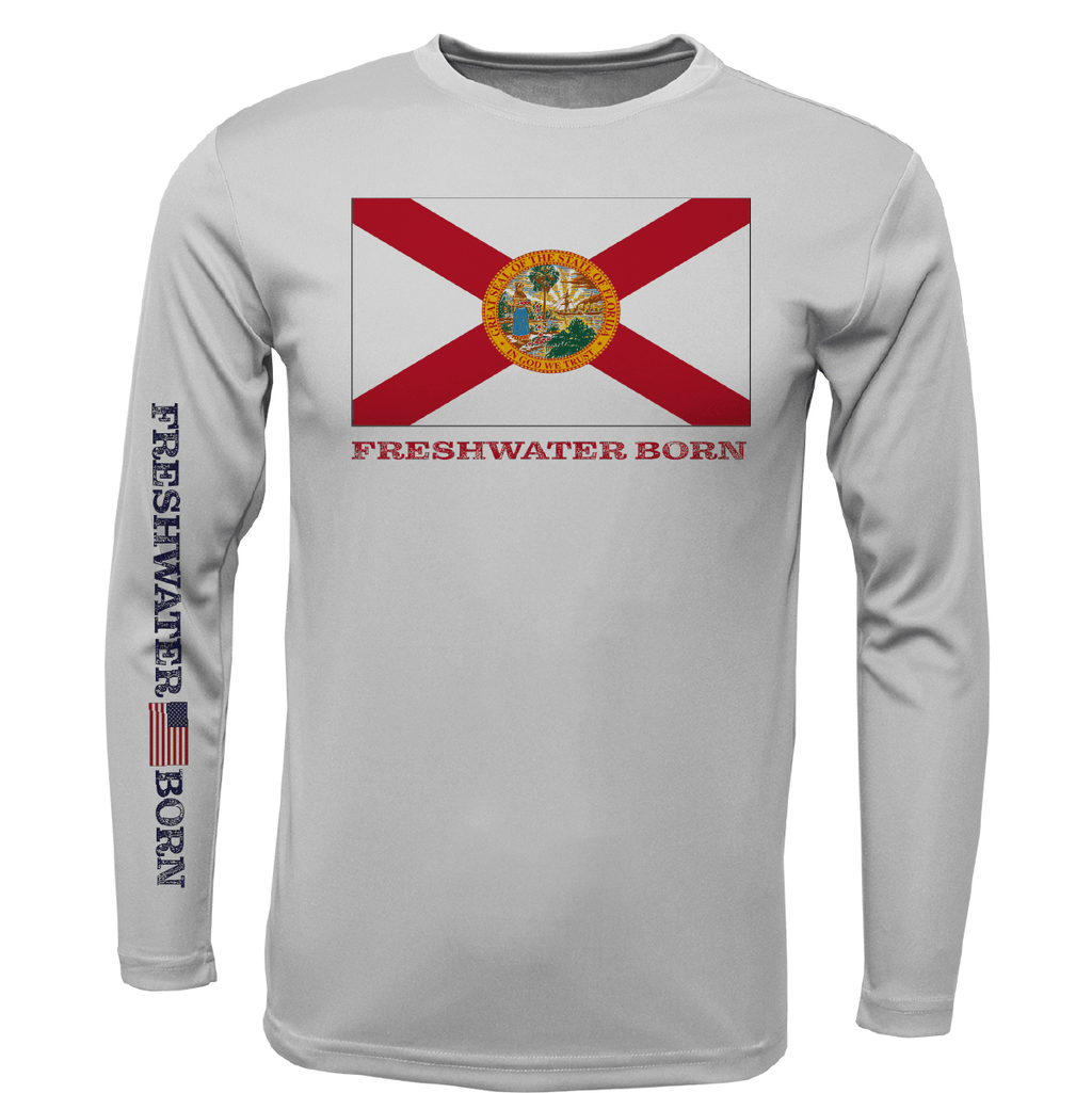 Saltwater Born UPF 50+ Long Sleeve Florida Flag Freshwater Born Boy's Long Sleeve UPF 50+ Dry-Fit Shirt