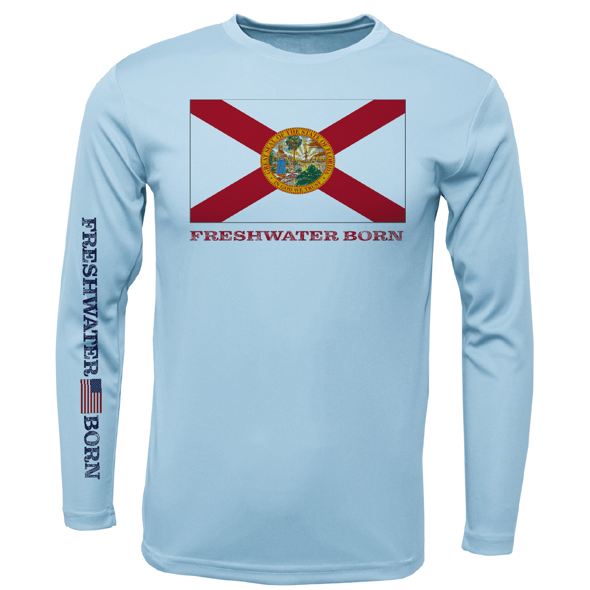 Saltwater Born UPF 50+ Long Sleeve Florida Flag Freshwater Born Boy's Long Sleeve UPF 50+ Dry-Fit Shirt