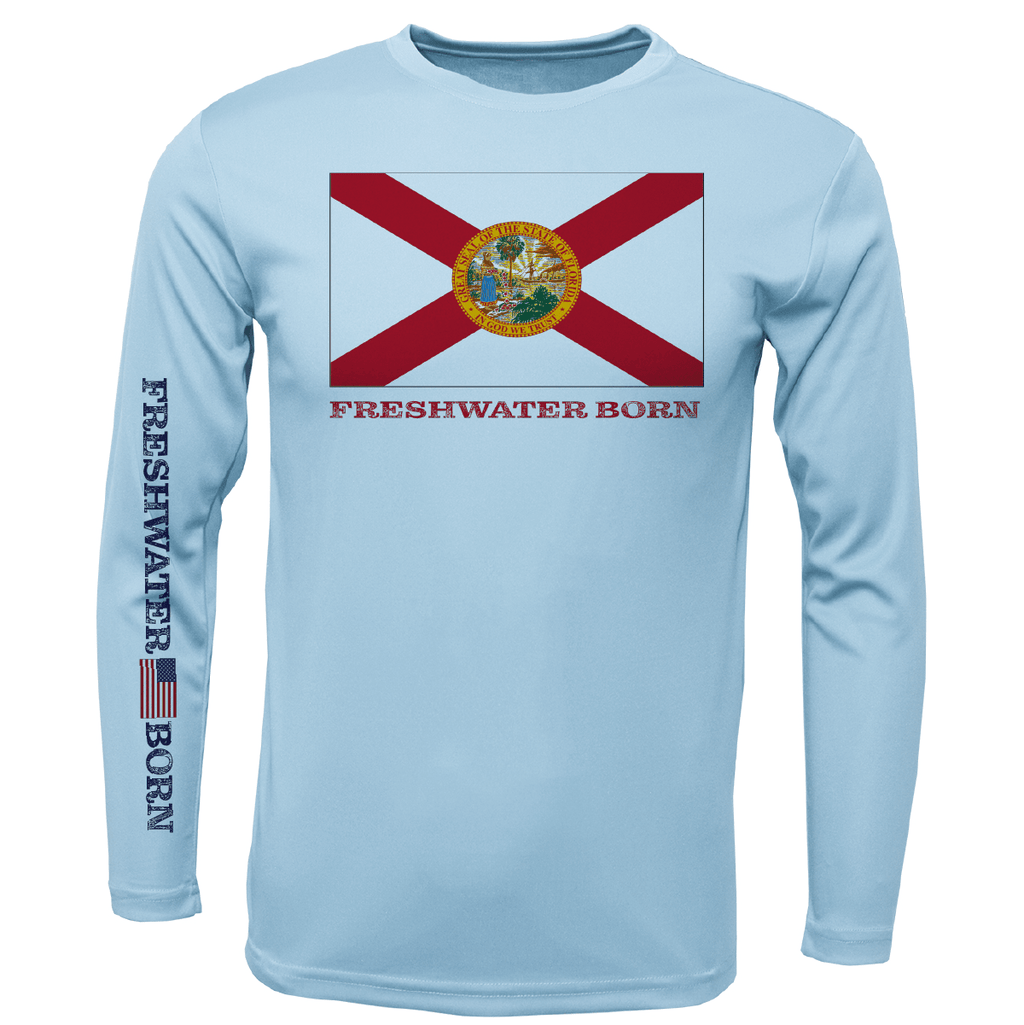 Saltwater Born UPF 50+ Long Sleeve Florida Flag Freshwater Born Girl's Long Sleeve UPF 50+ Dry-Fit Shirt