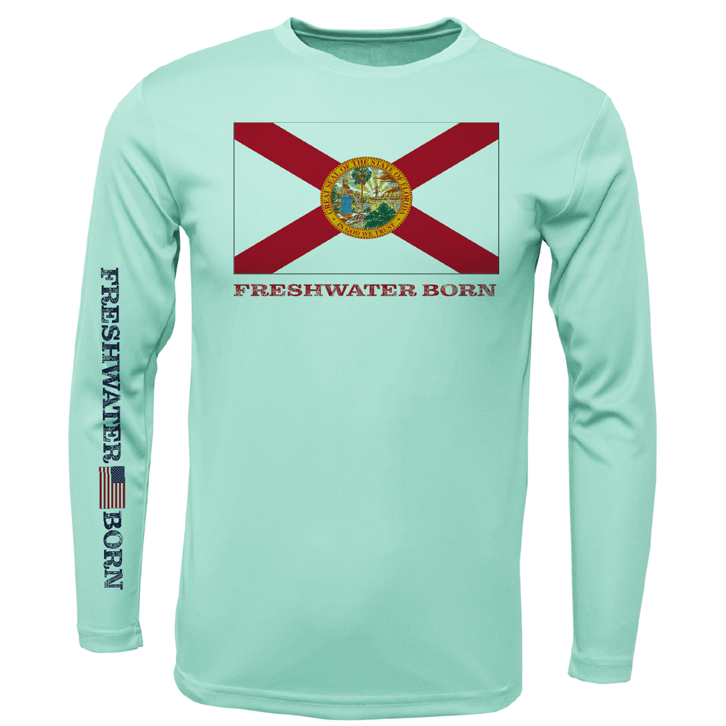 Saltwater Born UPF 50+ Long Sleeve Florida Flag Freshwater Born Girl's Long Sleeve UPF 50+ Dry-Fit Shirt