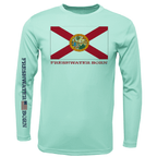 Saltwater Born UPF 50+ Long Sleeve Florida Flag Freshwater Born Girl's Long Sleeve UPF 50+ Dry-Fit Shirt