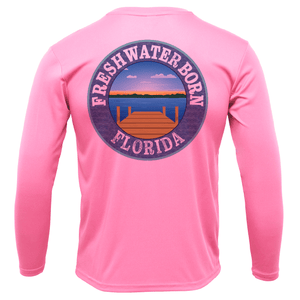 Saltwater Born UPF 50+ Long Sleeve Florida Flag Freshwater Born Girl's Long Sleeve UPF 50+ Dry-Fit Shirt