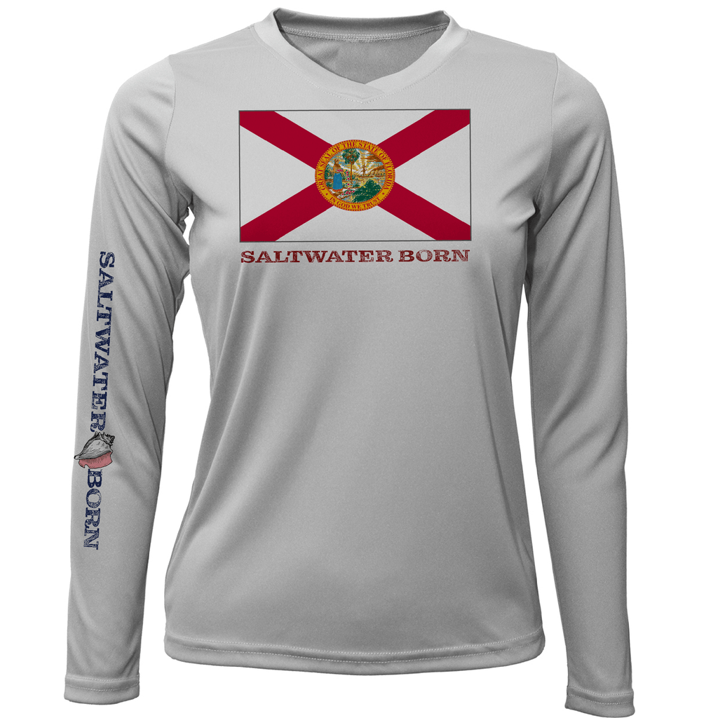 Saltwater Born UPF 50+ Long Sleeve Florida Flag Long Sleeve UPF 50+ Dry-Fit Shirt