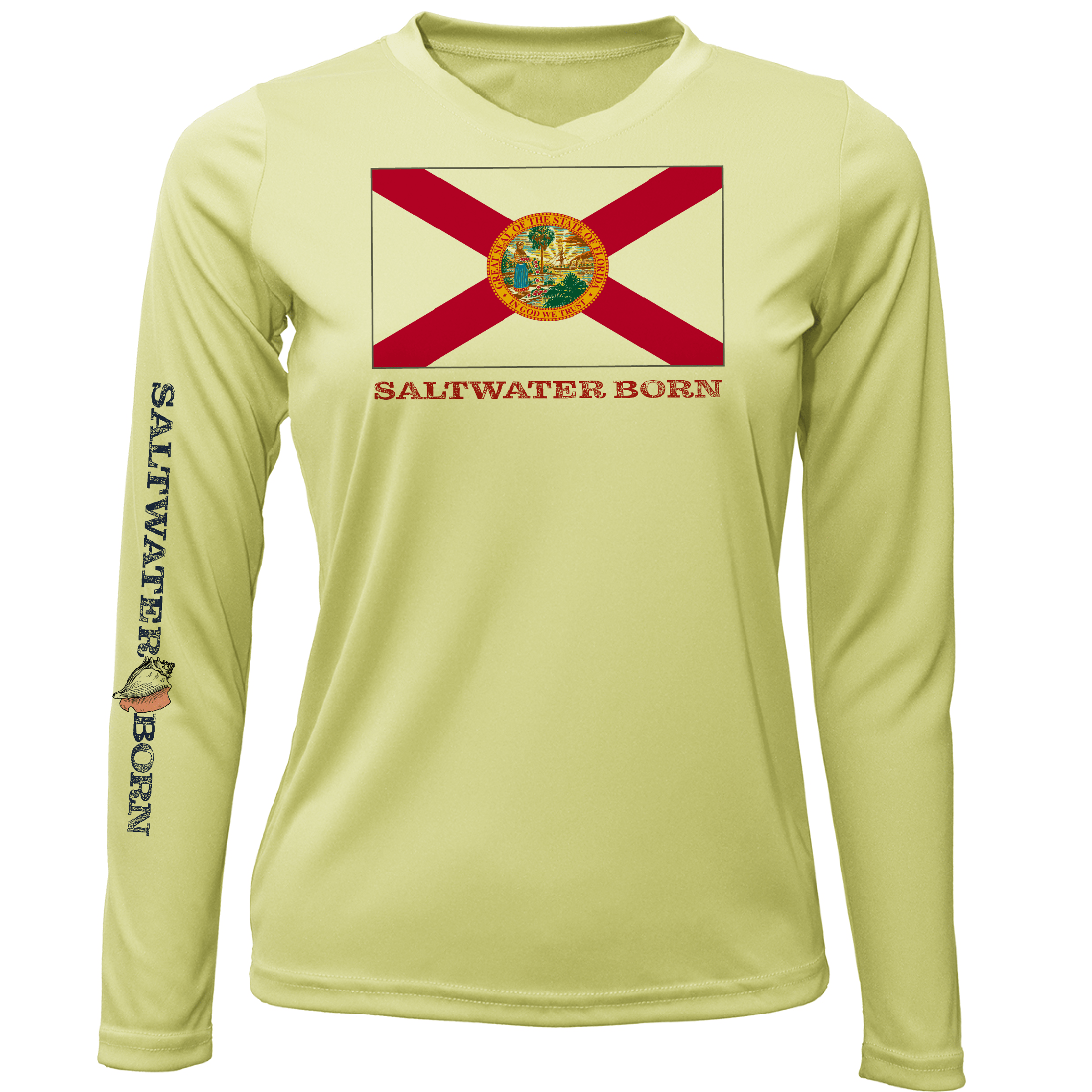 Saltwater Born UPF 50+ Long Sleeve Florida Flag Long Sleeve UPF 50+ Dry-Fit Shirt