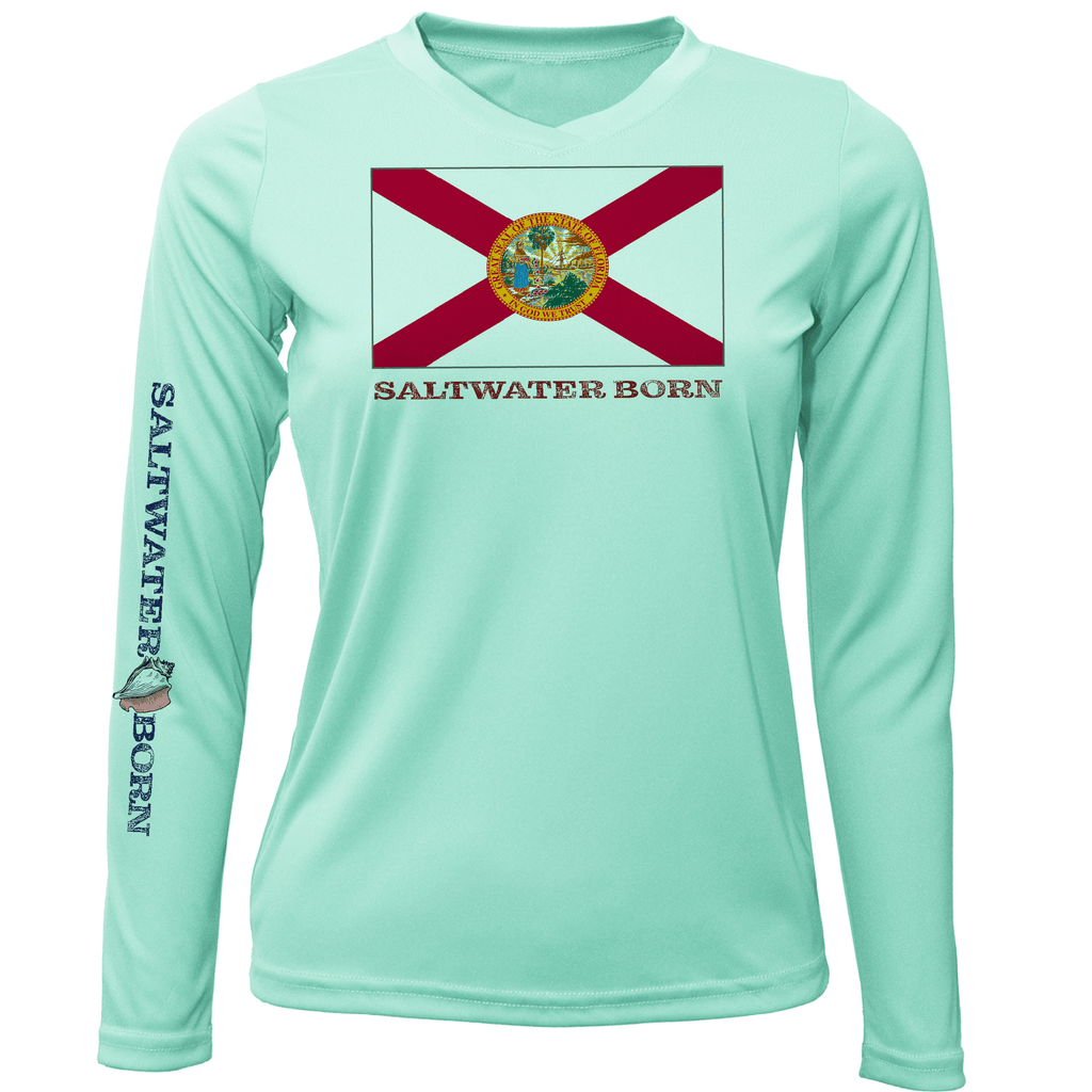 Saltwater Born UPF 50+ Long Sleeve Florida Flag Long Sleeve UPF 50+ Dry-Fit Shirt