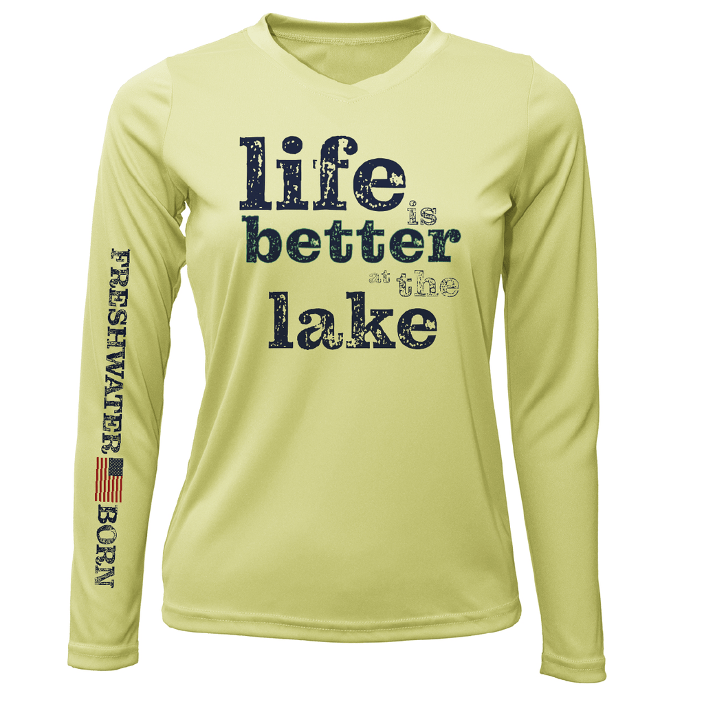 Saltwater Born UPF 50+ Long Sleeve Florida "Life is Better at the Lake" Women's Long Sleeve UPF 50+ Dry-Fit Shirt