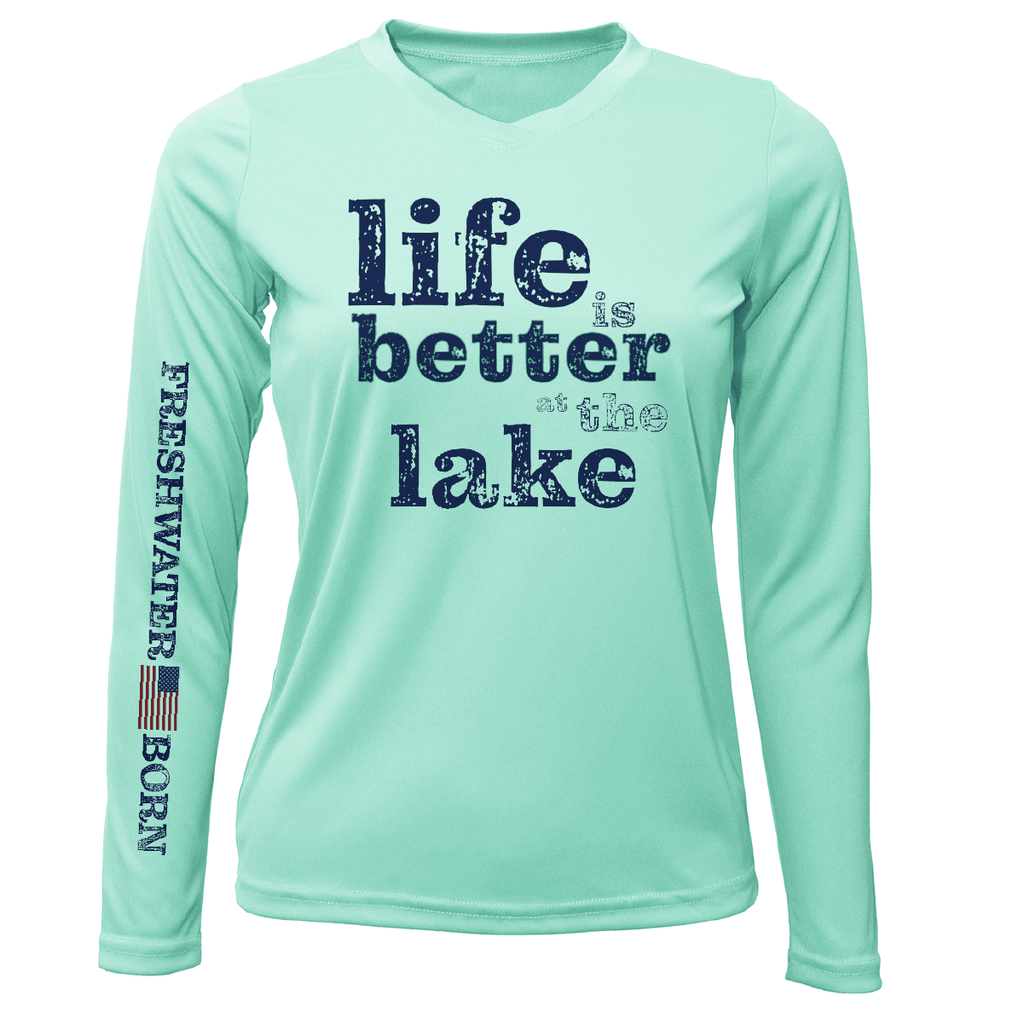 Saltwater Born UPF 50+ Long Sleeve Florida "Life is Better at the Lake" Women's Long Sleeve UPF 50+ Dry-Fit Shirt