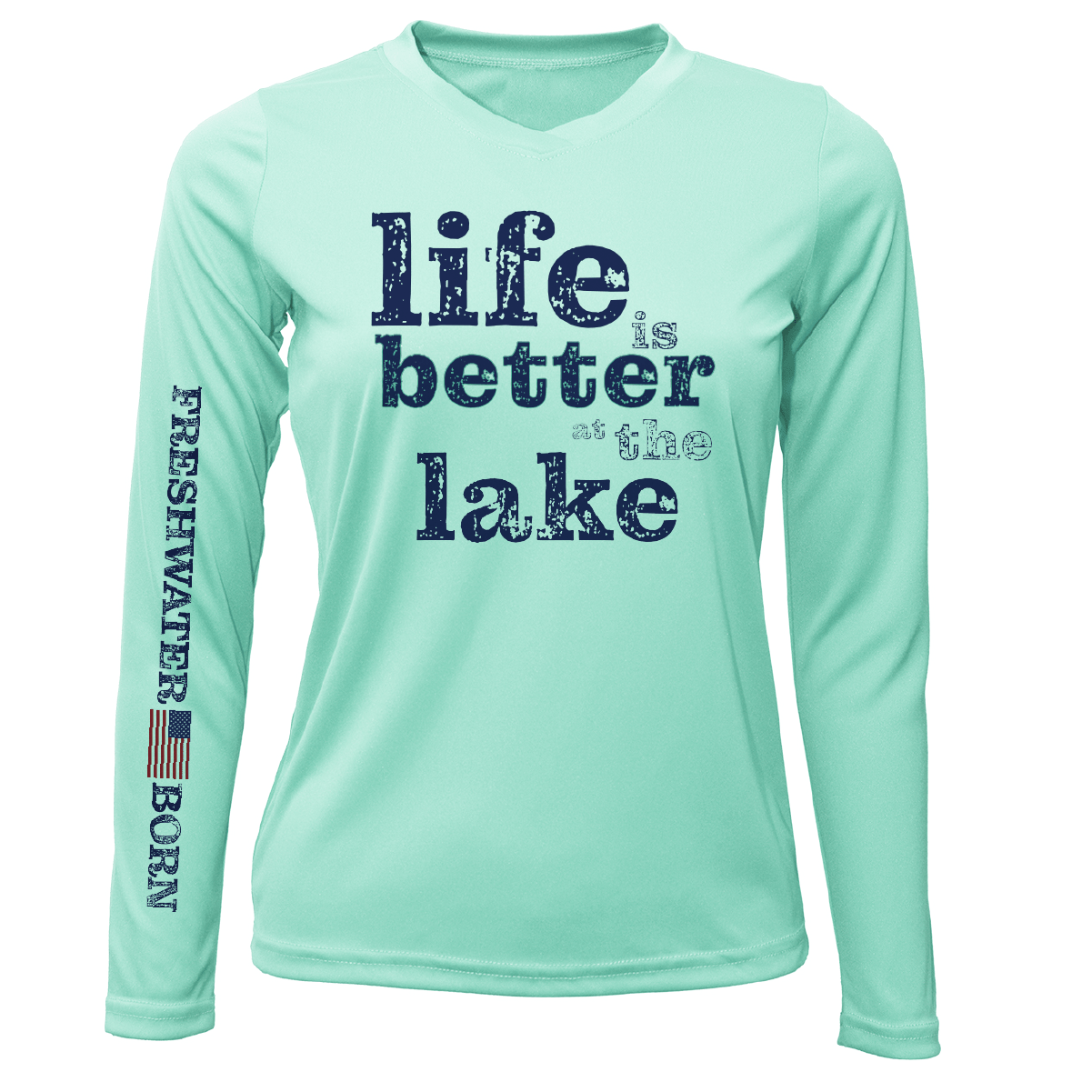 Saltwater Born UPF 50+ Long Sleeve Florida "Life is Better at the Lake" Women's Long Sleeve UPF 50+ Dry-Fit Shirt