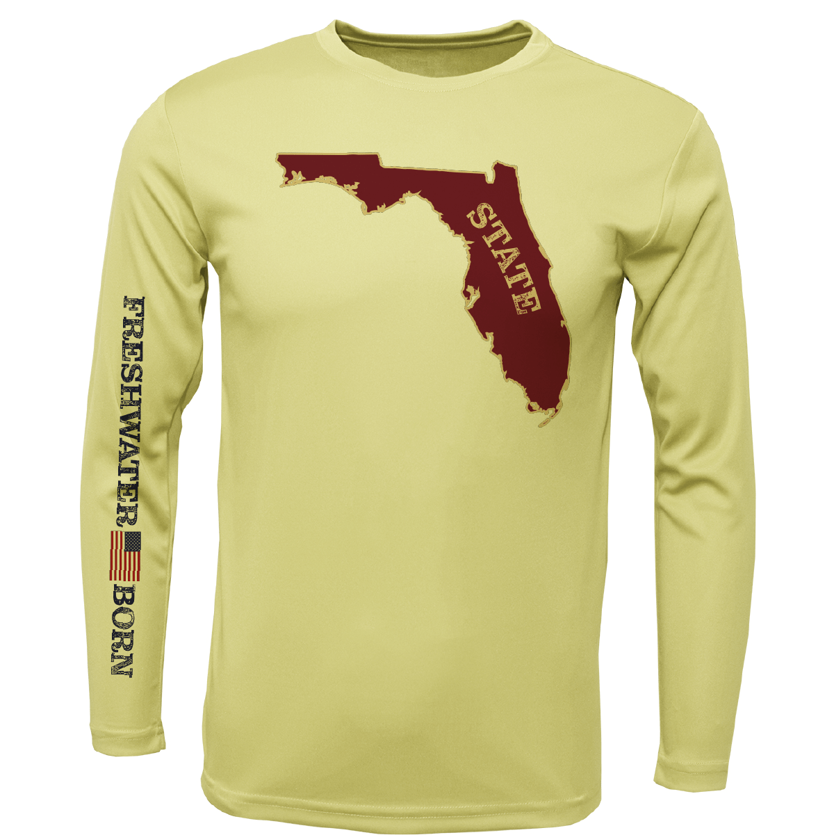 Saltwater Born UPF 50+ Long Sleeve FSU Garnet and Gold Freshwater Born Boy's Long Sleeve UPF 50+ Dry-Fit Shirt