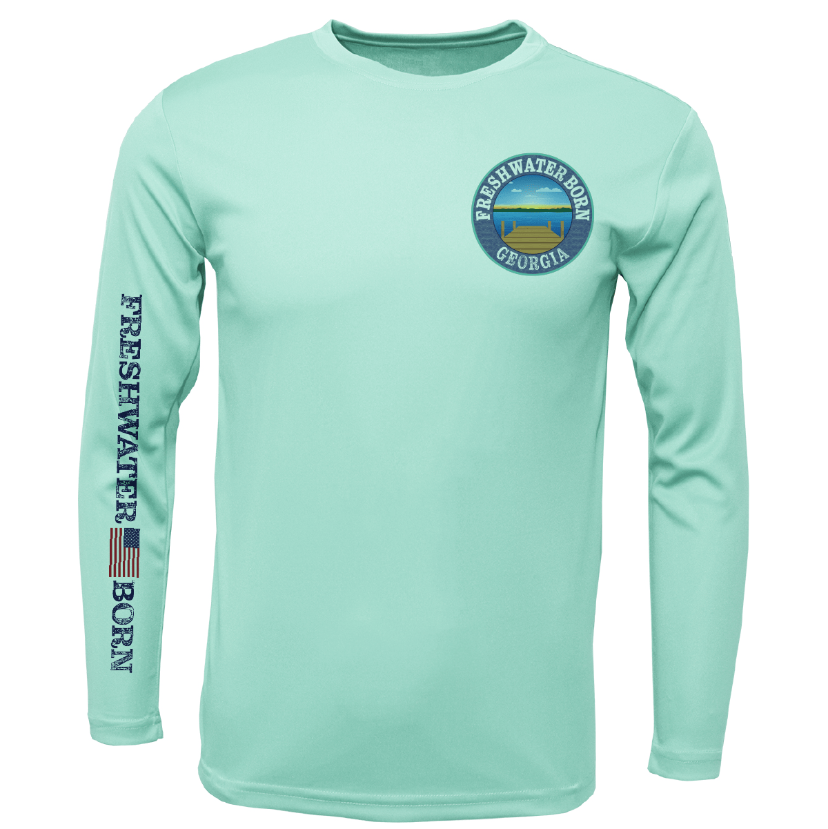 Saltwater Born UPF 50+ Long Sleeve Georgia Freshwater Born "All For Rum and Rum For All" Men's Long Sleeve UPF 50+ Dry-Fit Shirt