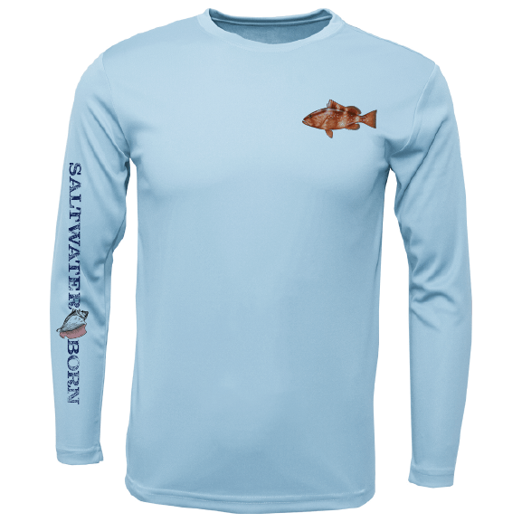 Saltwater Born UPF 50+ Long Sleeve Grouper on Chest Long Sleeve UPF 50+ Dry-Fit Shirt