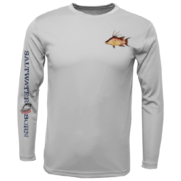 Saltwater Born UPF 50+ Long Sleeve Hogfish on Chest Long Sleeve UPF 50+ Dry-Fit Shirt