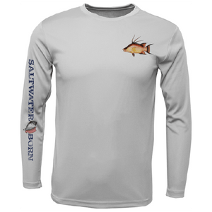 Saltwater Born UPF 50+ Long Sleeve Hogfish on Chest Long Sleeve UPF 50+ Dry-Fit Shirt