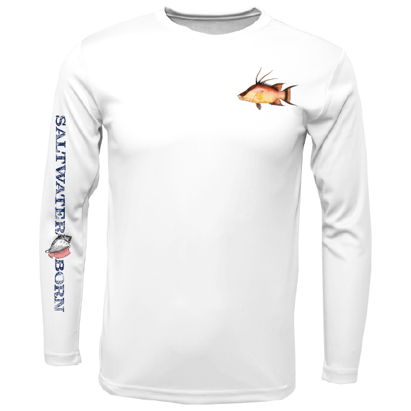 Saltwater Born UPF 50+ Long Sleeve Hogfish on Chest Long Sleeve UPF 50+ Dry-Fit Shirt