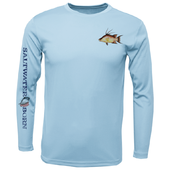 Saltwater Born UPF 50+ Long Sleeve Hogfish on Chest Long Sleeve UPF 50+ Dry-Fit Shirt