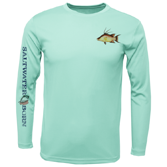 Saltwater Born UPF 50+ Long Sleeve Hogfish on Chest Long Sleeve UPF 50+ Dry-Fit Shirt