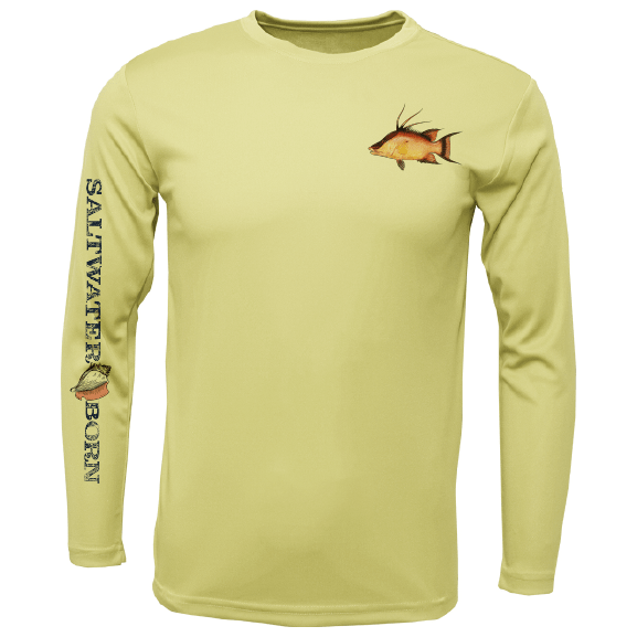 Saltwater Born UPF 50+ Long Sleeve Hogfish on Chest Long Sleeve UPF 50+ Dry-Fit Shirt