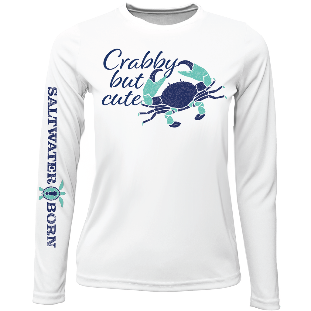 Saltwater Born UPF 50+ Long Sleeve Key West, FL "Crabby But Cute" Girl's Long Sleeve UPF 50+ Dry-Fit Shirt