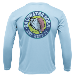 Saltwater Born UPF 50+ Long Sleeve Key West, FL Flag Boy's Long Sleeve UPF 50+ Dry-Fit Shirt