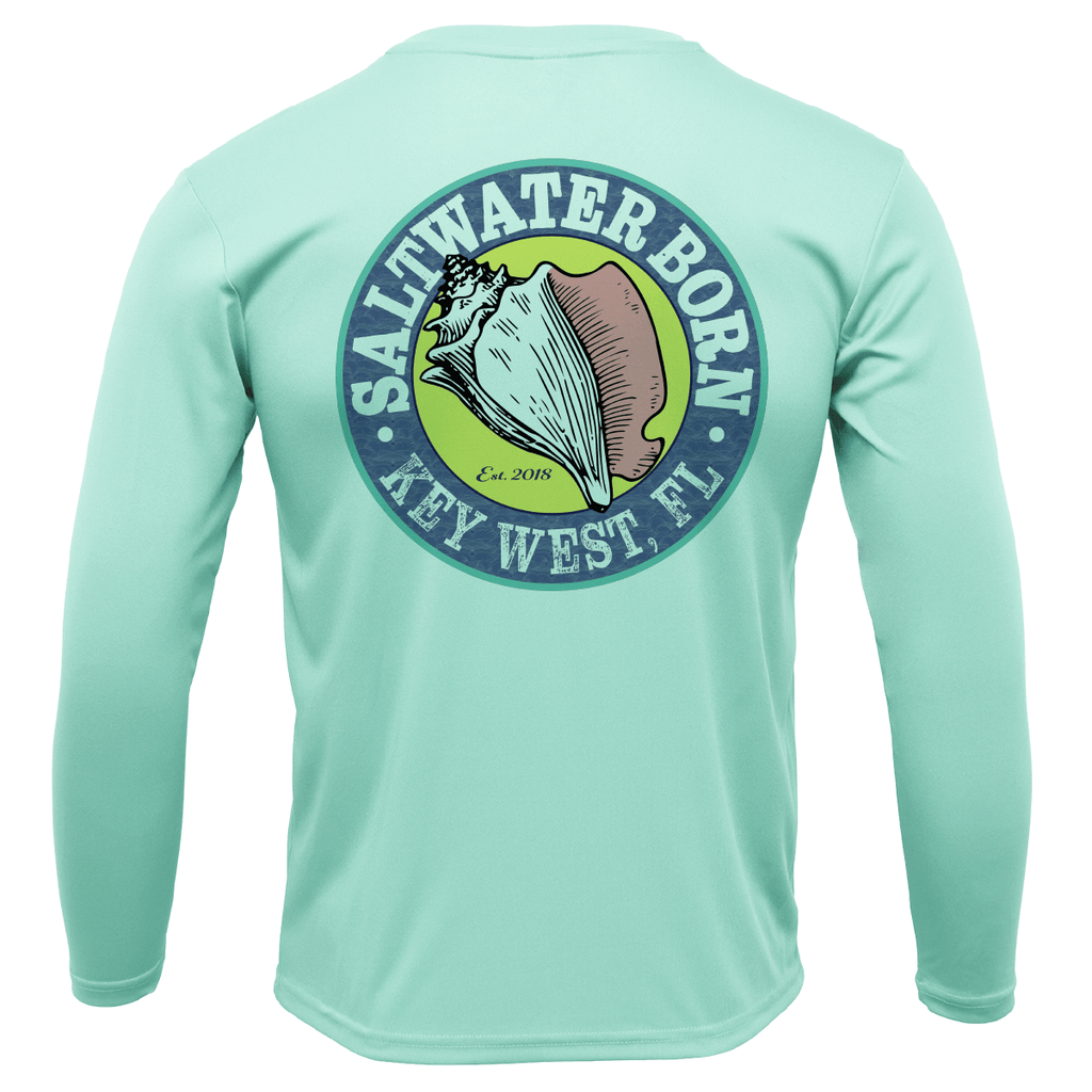Saltwater Born UPF 50+ Long Sleeve Key West, FL Florida Flag Long Sleeve UPF 50+ Dry-Fit Shirt
