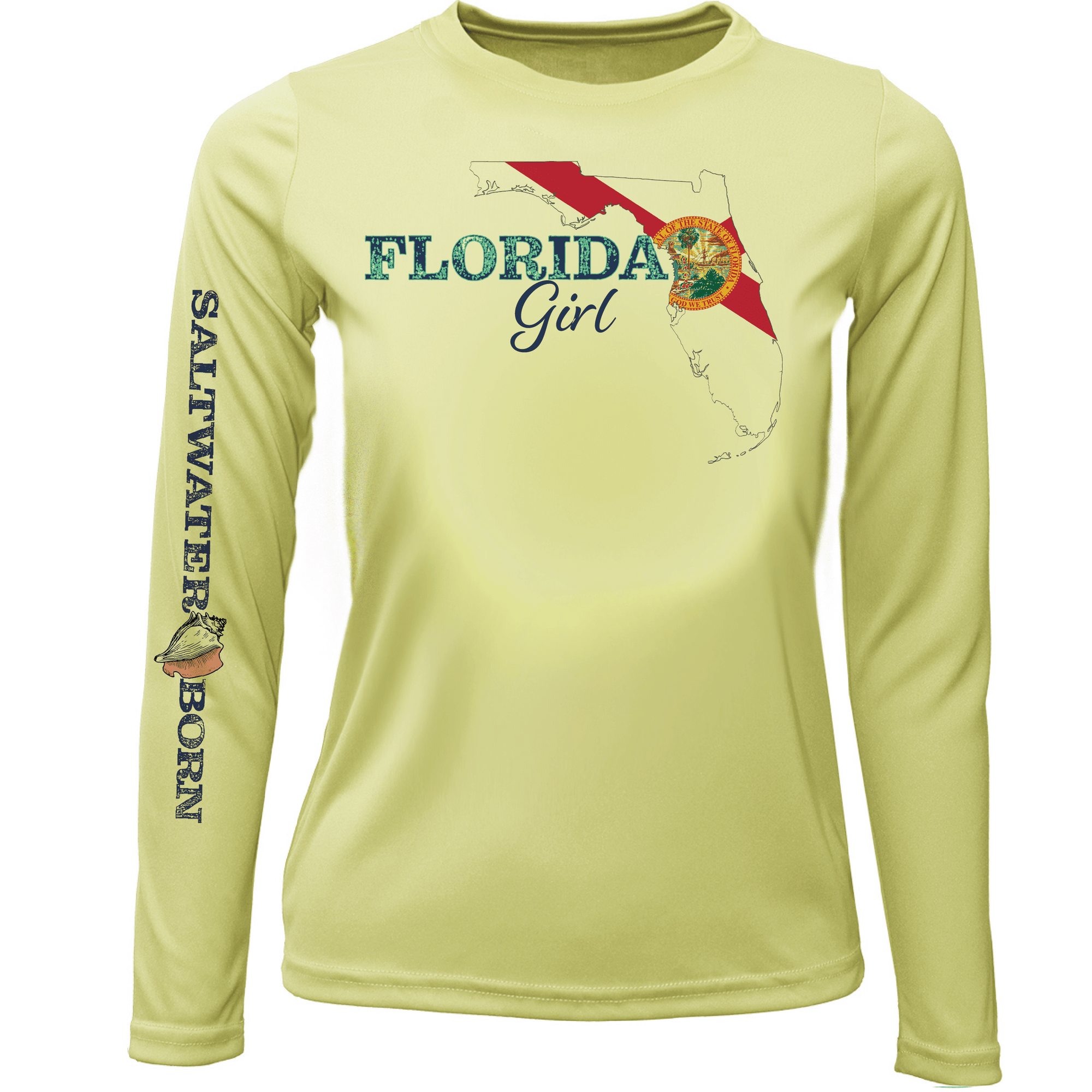 Saltwater Born UPF 50+ Long Sleeve Key West, FL Girl's Long Sleeve UPF 50+ Dry-Fit Shirt