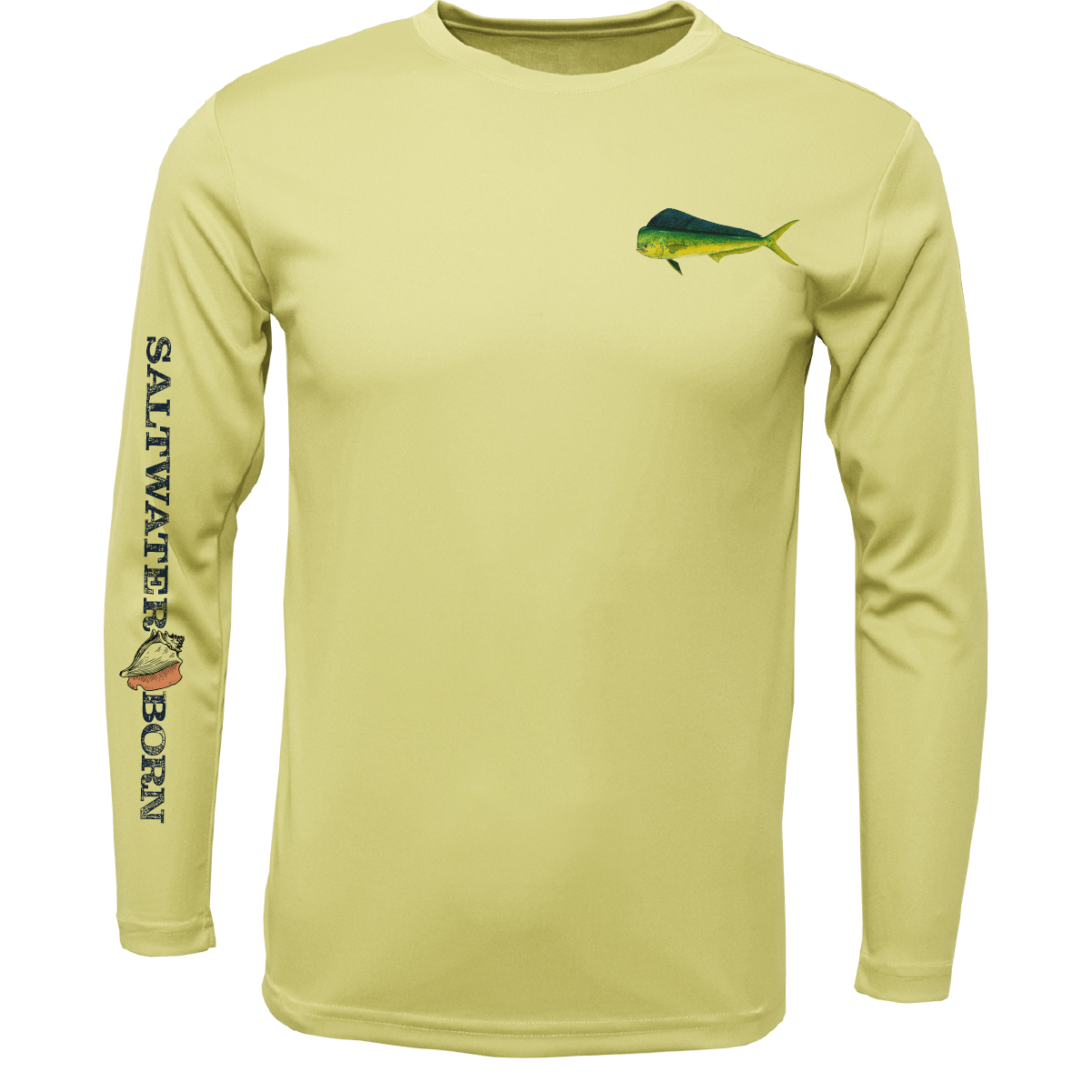 Saltwater Born UPF 50+ Long Sleeve Key West, FL Mahi on Chest Boy's Long Sleeve UPF 50+ Dry-Fit Shirt
