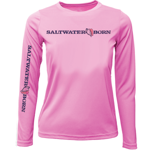 Saltwater Born UPF 50+ Long Sleeve Key West, FL Saltwater Born Linear Logo Girl's Long Sleeve UPF 50+ Dry-Fit Shirt