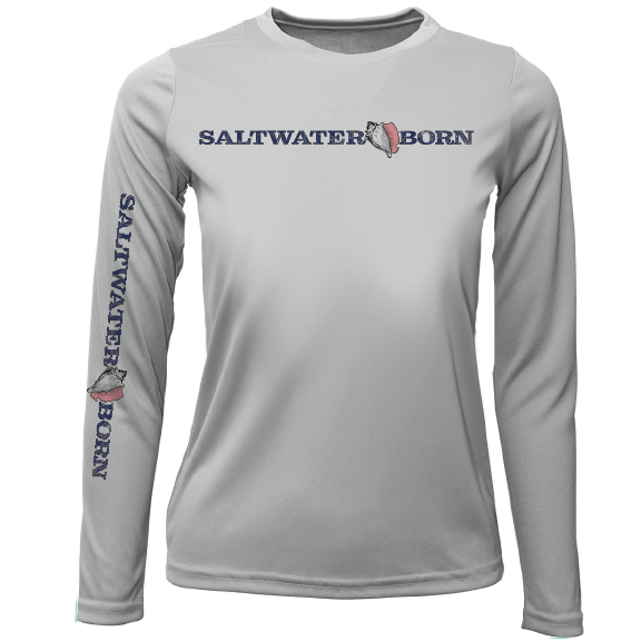 Saltwater Born UPF 50+ Long Sleeve Key West, FL Saltwater Born Linear Logo Girl's Long Sleeve UPF 50+ Dry-Fit Shirt