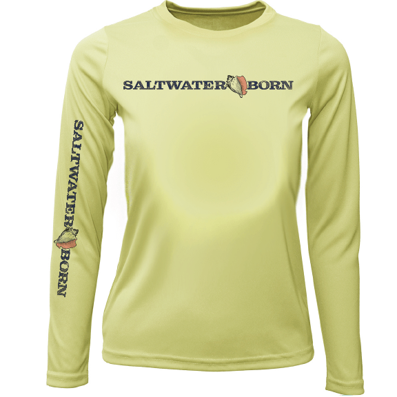 Saltwater Born UPF 50+ Long Sleeve Key West, FL Saltwater Born Linear Logo Girl's Long Sleeve UPF 50+ Dry-Fit Shirt