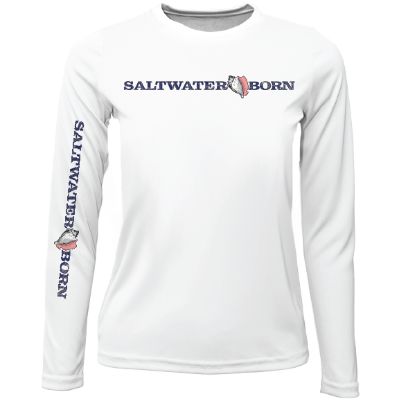 Saltwater Born UPF 50+ Long Sleeve Key West, FL Saltwater Born Linear Logo Girl's Long Sleeve UPF 50+ Dry-Fit Shirt