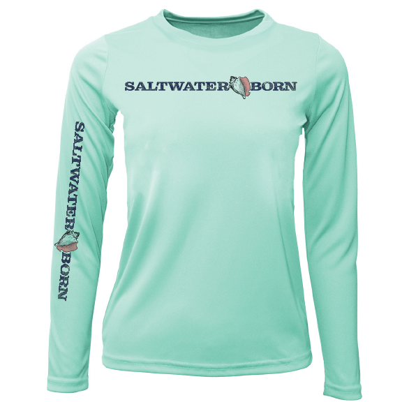 Saltwater Born UPF 50+ Long Sleeve Key West, FL Saltwater Born Linear Logo Girl's Long Sleeve UPF 50+ Dry-Fit Shirt