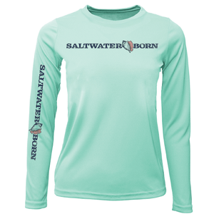 Saltwater Born UPF 50+ Long Sleeve Key West, FL Saltwater Born Linear Logo Girl's Long Sleeve UPF 50+ Dry-Fit Shirt