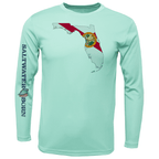 Saltwater Born UPF 50+ Long Sleeve Key West, FL State of Florida Boy's Long Sleeve UPF 50+ Dry-Fit Shirt
