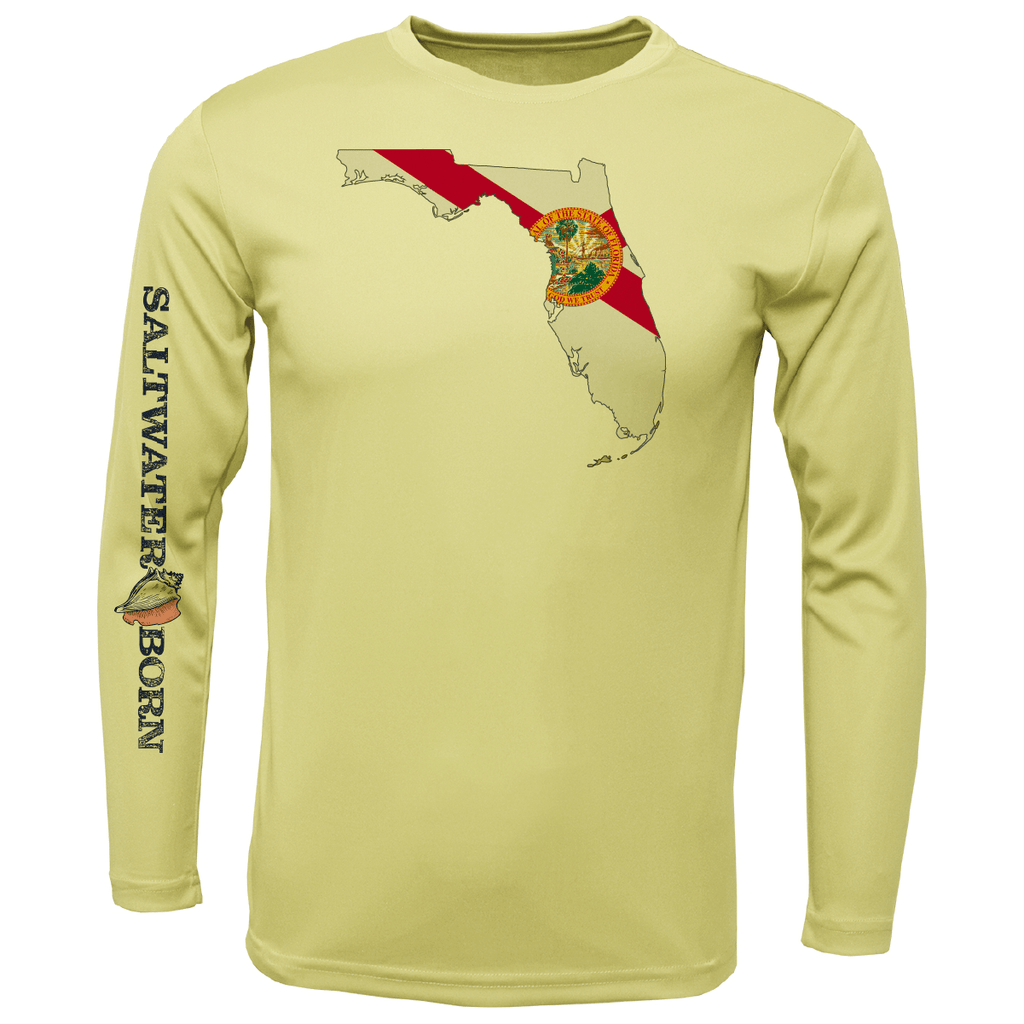 Saltwater Born UPF 50+ Long Sleeve Key West, FL State of Florida Boy's Long Sleeve UPF 50+ Dry-Fit Shirt