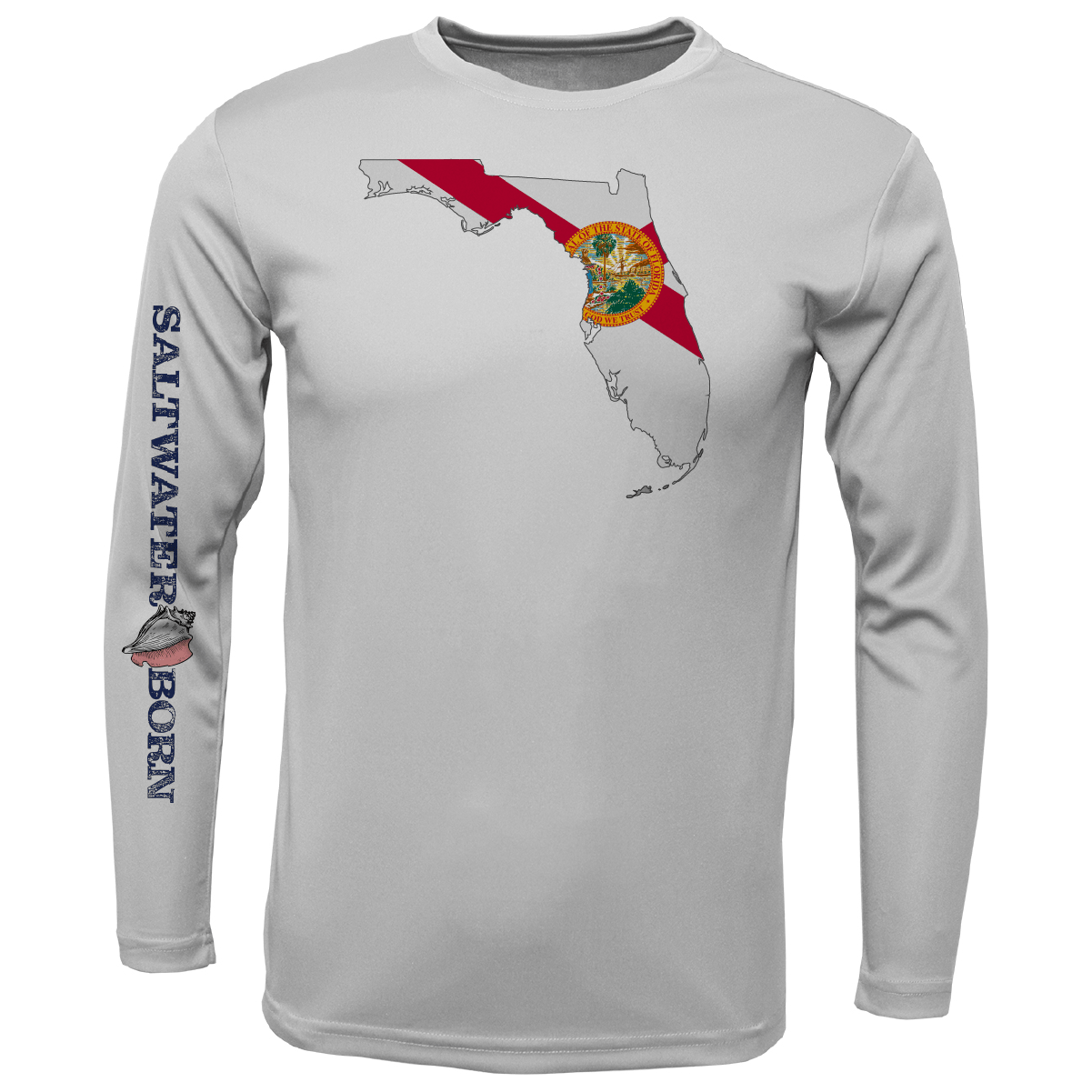 Saltwater Born UPF 50+ Long Sleeve Key West, FL State of Florida Boy's Long Sleeve UPF 50+ Dry-Fit Shirt
