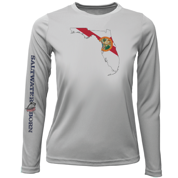 Saltwater Born UPF 50+ Long Sleeve Key West, FL State of Florida Girl's Long Sleeve UPF 50+ Dry-Fit Shirt