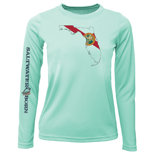 Saltwater Born UPF 50+ Long Sleeve Key West, FL State of Florida Girl's Long Sleeve UPF 50+ Dry-Fit Shirt