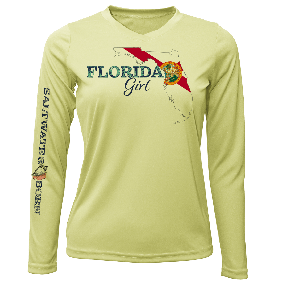 Saltwater Born UPF 50+ Long Sleeve Key West Florida Girl Long Sleeve UPF 50+ Dry-Fit Shirt